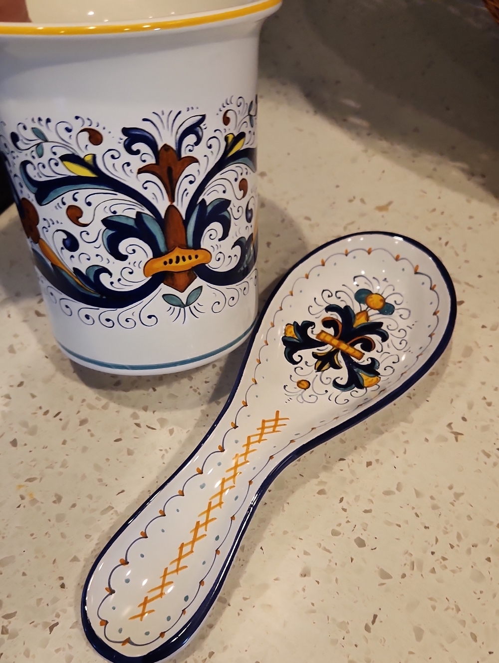 Ceramica Nova Deruta Spoon Holder And Crock